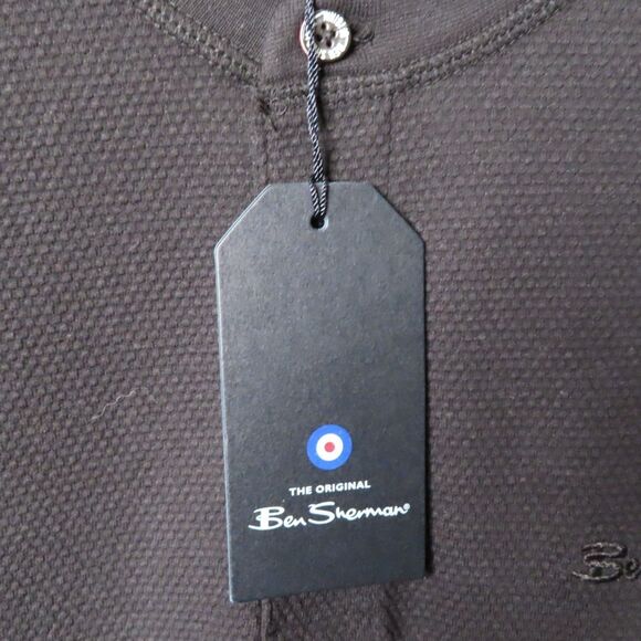 Ben Sherman Shirt Mens Medium Black Casual Short Sleeve Henley Pullover NWT - Picture 5 of 12